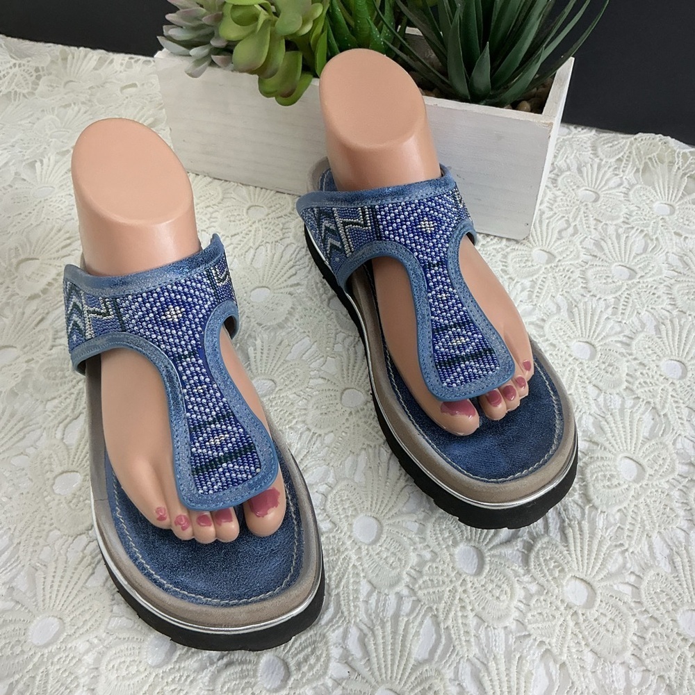 Donald J. Pliner Blue Beaded Sandals